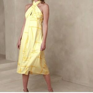 Banana Republic Halter Midi Dress Size: 6 Color: yellow